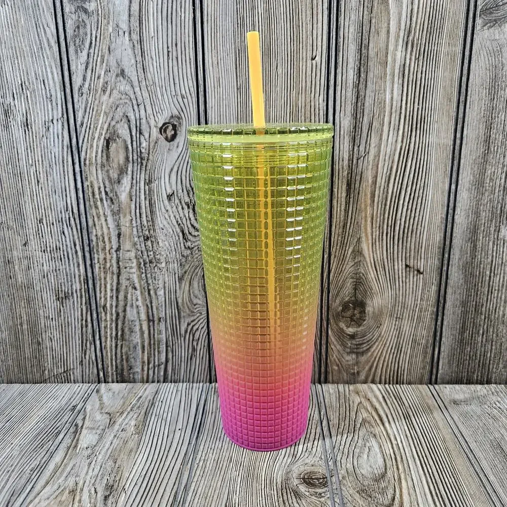 Starbucks Tumbler Lemon Prism Spray Pink Gradient Ombre Summer 2022 Venti